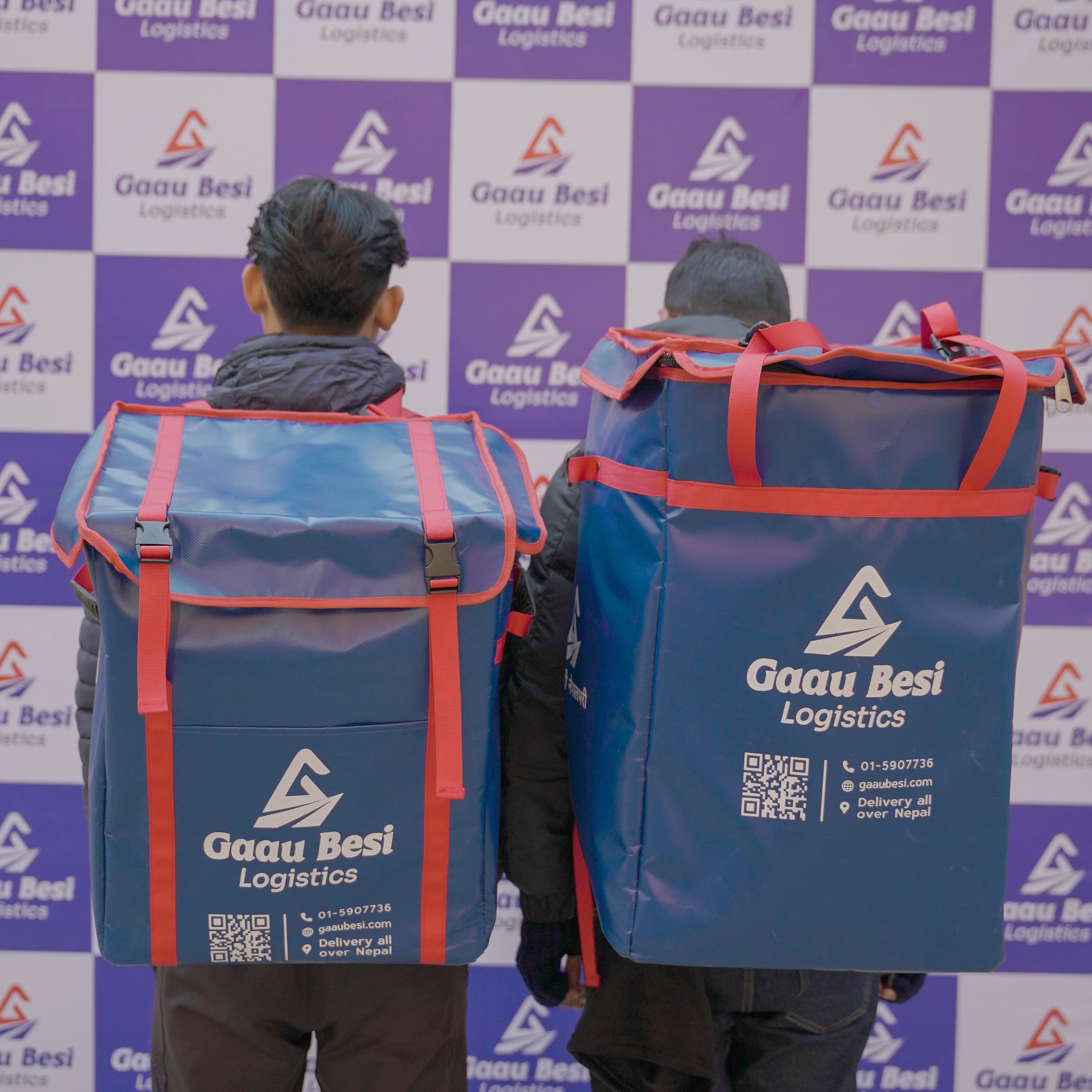 Professional delivery courier with package